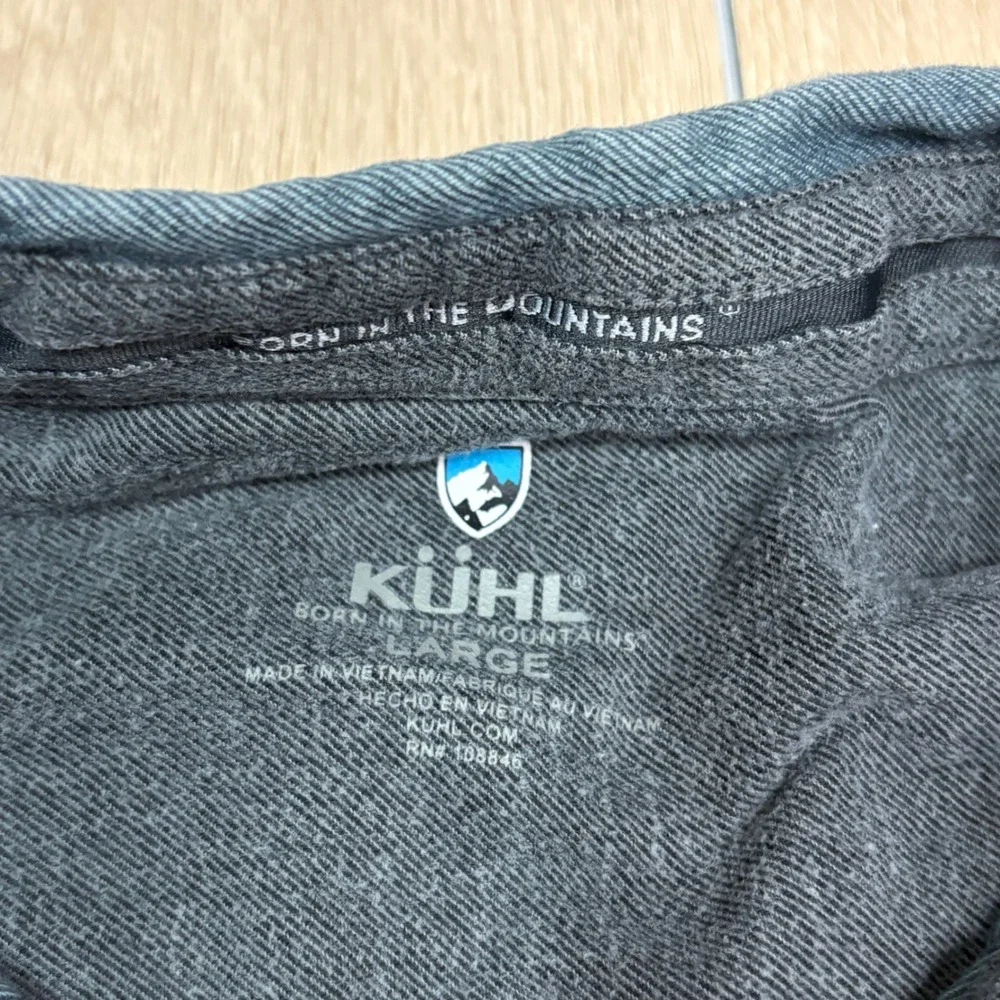 KUHL Mens Large Teal Blue Cotton Flannel Long Sleeve Button Up Shirt RN 108846